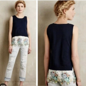 Anthropologie Moth Layered Sleeveless Knit Sweater Vest Top w /Lace Trim Medium